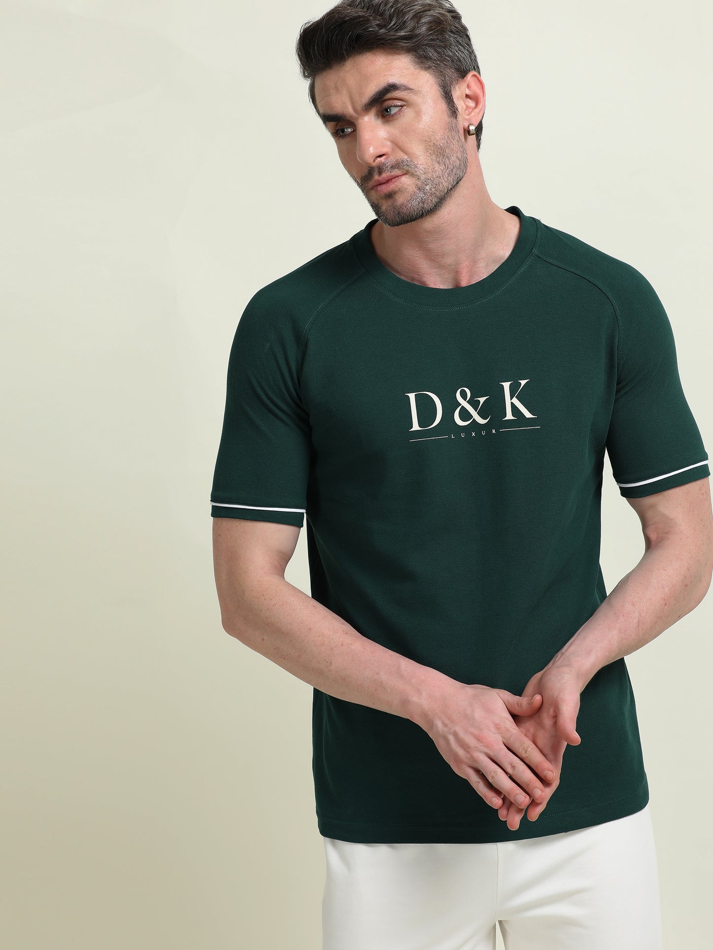 Green Raglan Sleeve T-Shirt – Sporty Casual Wear for Men - D&K LUXUR