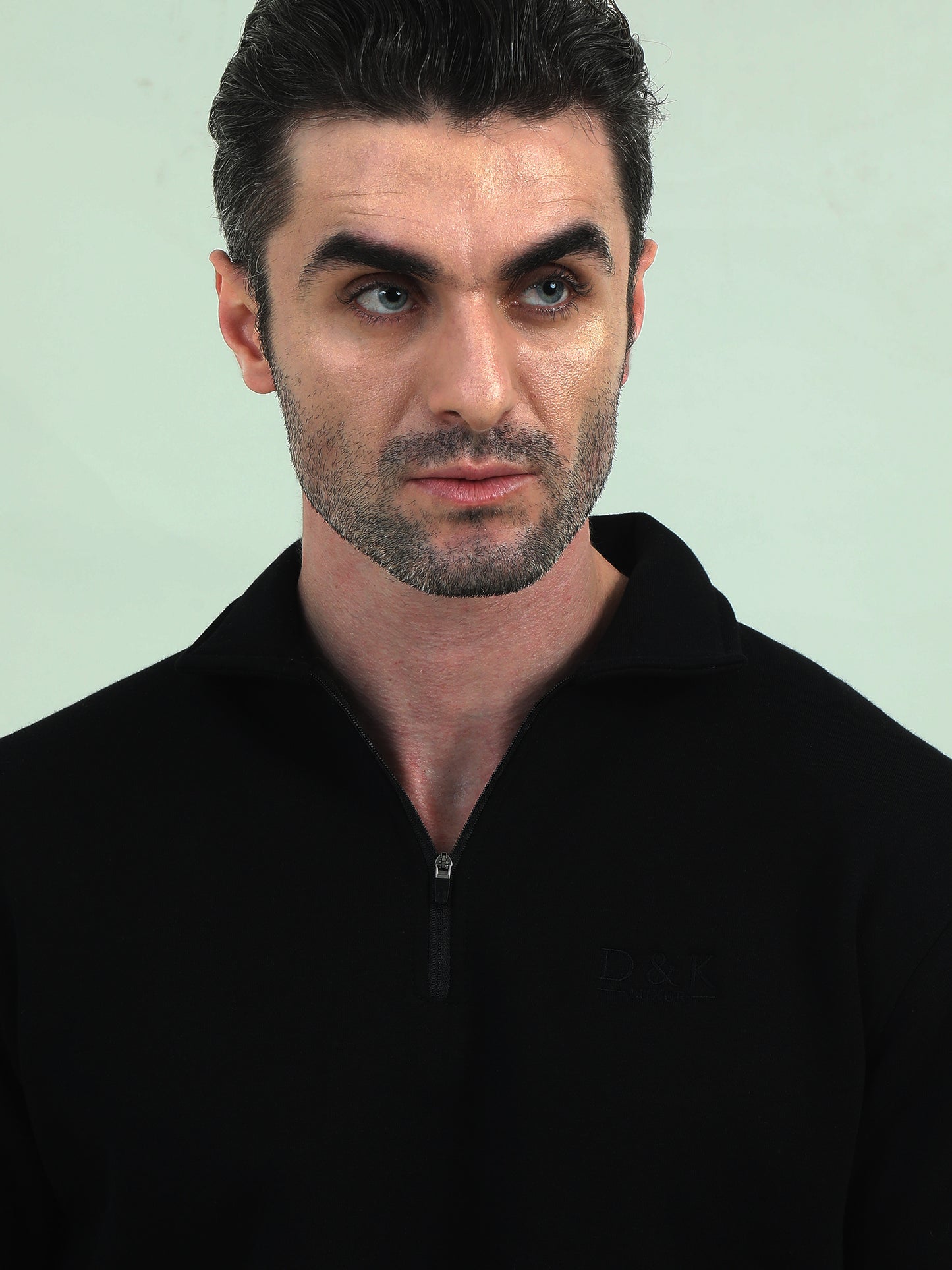 Timeless Minimalism – Black Collared Sweatshirt for Everyday Elegance - D&K LUXUR