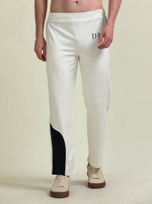 White Track Pants – Fleece Patchwork & Casual Comfort - D&K LUXUR