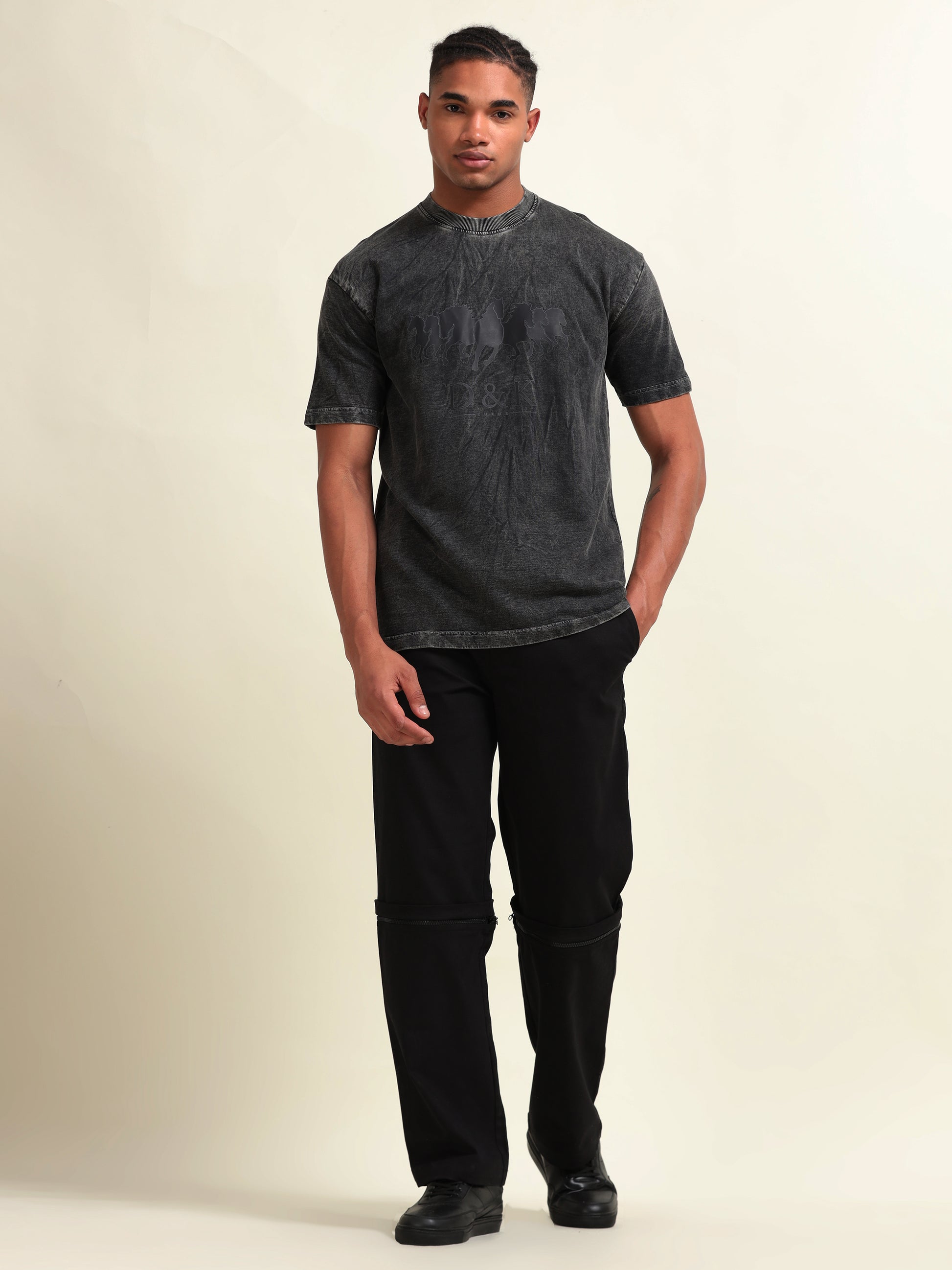 D&K Acid Wash Charcoal T-Shirt – Vintage Edge Meets Modern Comfort - D&K LUXUR