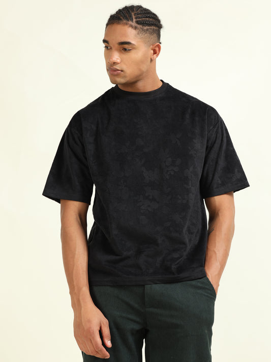 Floral Velvet T-Shirt – Luxe Texture Meets Everyday Style - D&K LUXUR