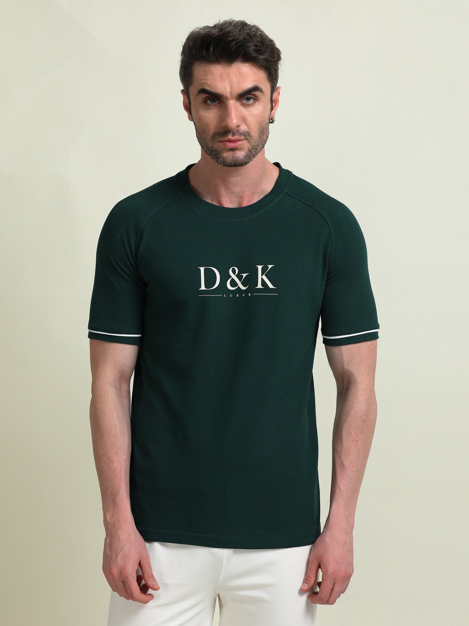 Green Raglan Sleeve T-Shirt – Sporty Casual Wear for Men - D&K LUXUR