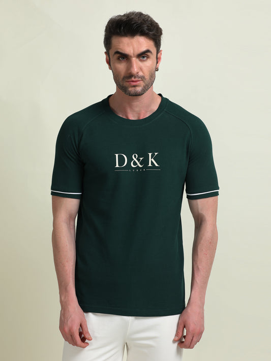 Green Raglan Sleeve T-Shirt – Sporty Casual Wear for Men - D&K LUXUR