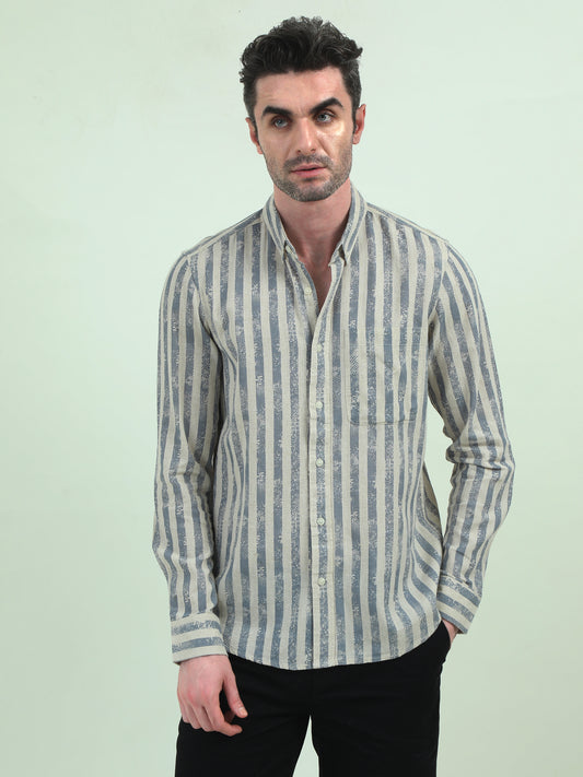 Oxford Stripes Cream Shirt – Classic Elegance with a Modern Touch - D&K LUXUR