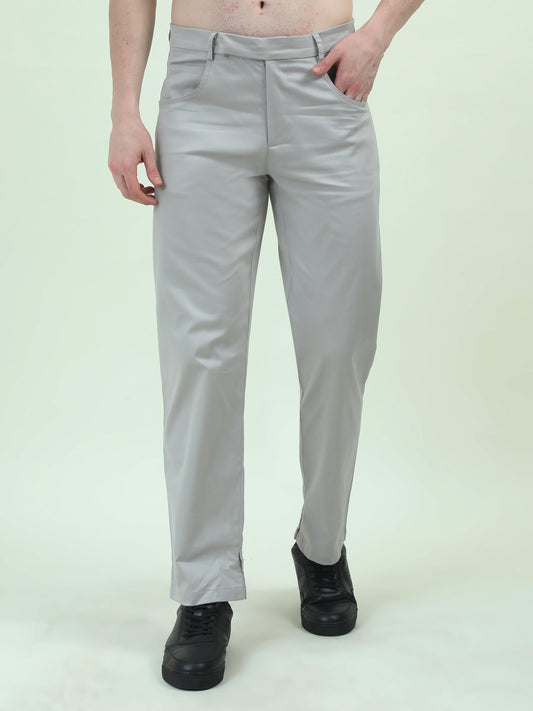 Slit Cut Grey Pants – Modern Elegance with a Sleek Edge - D&K LUXUR
