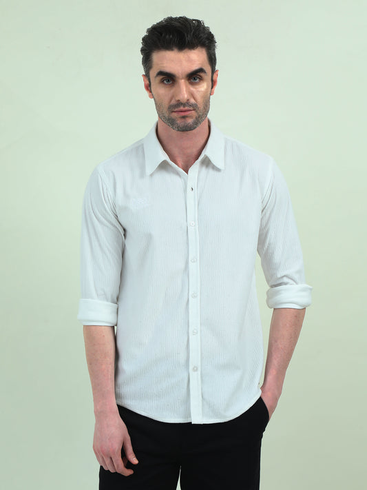 Textured White Jacquard Shirt – Timeless Elegance with a Modern Edge - D&K LUXUR